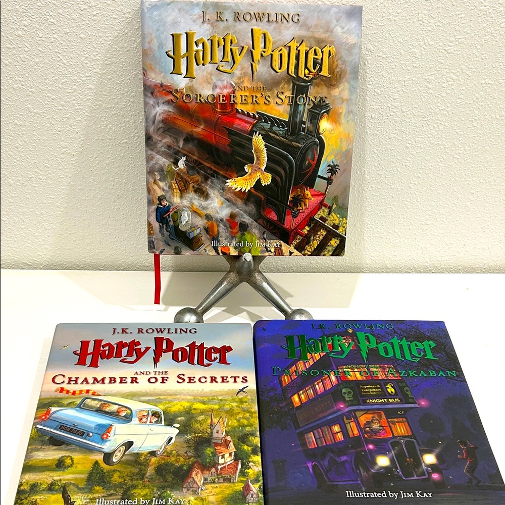 Harry Potter Large First Edition Illustrated Hardback 3 Book Set by J.K. Rowling